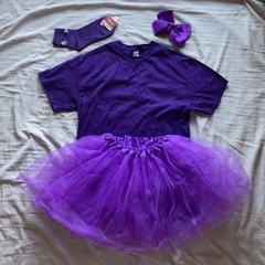 紫しばりコーデ（Tシャツ/パニエ・チュチュ/リボン/靴下）