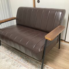 合皮ソファ 2人用 (Nシールド ステイン2KD DBR)