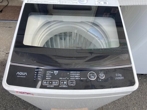☆中古￥8,800！【会員価格￥7,800】AQUA　5.0kg洗濯機　家電　2019年製　AQW-G500J型　幅53cmｘ奥行50cmｘ高さ89cm　【BJ137】