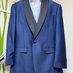 【美品】ウェディングタキシード　6点セット　ネイビー　ブルー