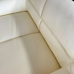 2人掛けソファー 革 ホワイト W125×D67×H70 可愛い オシャレ 配送可