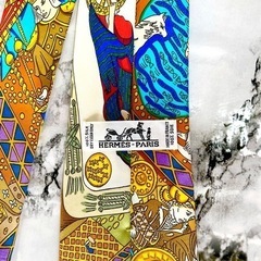 ガレ柄 ⭐︎ HERMES ⭐︎ ユニセックス スカーフ ネクタイ 希少柄