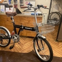 サス付き】折りたたみ自転車20インチ カゴ付き