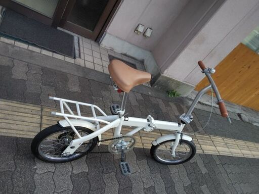 16吋 折り畳み自転車 シングル/オフホワイト AIJYU CYCLE 折りたたみ