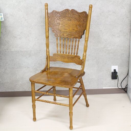 店S902)木製家具 木彫り ウィンザーチェア ヴィンテージ アンティーク 1人掛け ダイニングチェア 椅子 彫刻