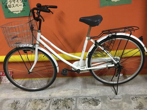 《レンタサイクル店使用　自転車整備士整備済み！》NO154中古車　26インチ　シティサイクル 　内装3段変速　ホワイト