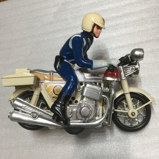 昭和レトロ ブリキソフビ 白バイ ゼンマイ稼働 CB750Four 美品