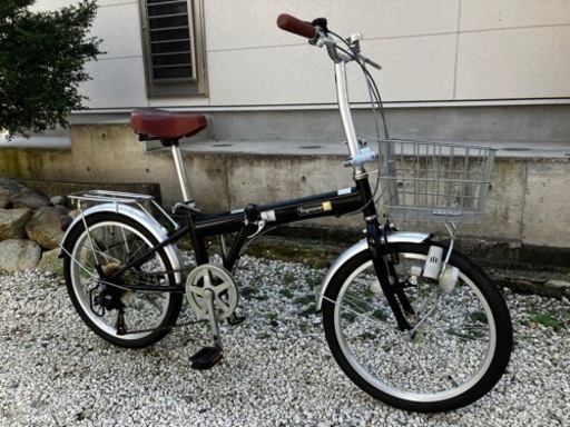 405、折りたたみ自転車20インチ(変速、カゴ、ライト付き)