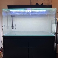 ９０センチ曲げガラス水槽、水槽台、上部フィルター