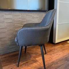 ダイニングチェア　回転式　肘掛け　4脚セット　グレー