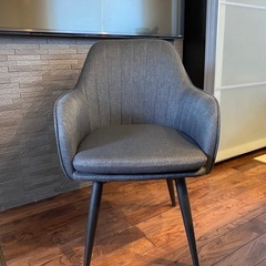 ダイニングチェア　回転式　肘掛け　4脚セット　グレー