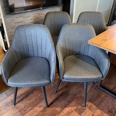 ダイニングチェア　回転式　肘掛け　4脚セット　グレー