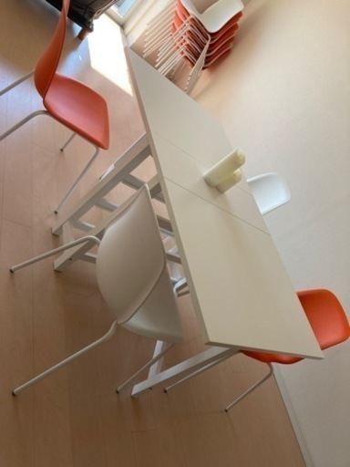 IKEA 白ダイニングテーブル➕イス6脚