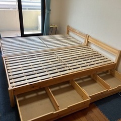無印 シングル ベッド 2台 ベッド下収納 2個 4万円相当