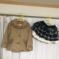 【110㎝女子】冬物ジャケット、スカート 古着