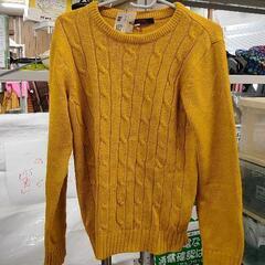 1024-012 【HUM】黄色ニット　ケーブル編みセーター