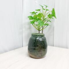 ☆T2208☆ 花瓶 壺 花器　深緑色