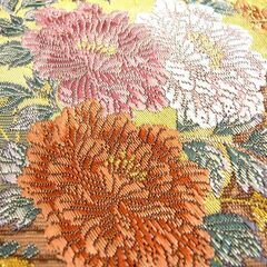 帯 袋帯 和装 本金箔 四季草花図屏風 草花 花 木 長さ 約436cm 中古 苫小牧西店