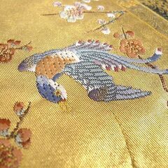 帯 袋帯 和装 本金箔 四季草花図屏風 草花 花 木 長さ 約436cm 中古 苫小牧西店