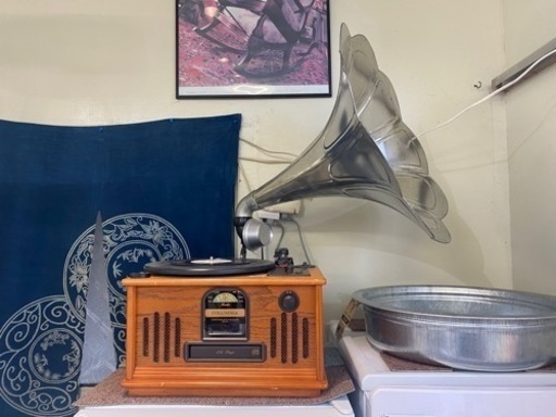 コロンビア 蓄音機型 CD ラジオ レコードプレーヤー GP-610 オーディオ コンポ
