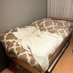 シングルベッド　羽毛布団・布団カバー・テンピュール枕付