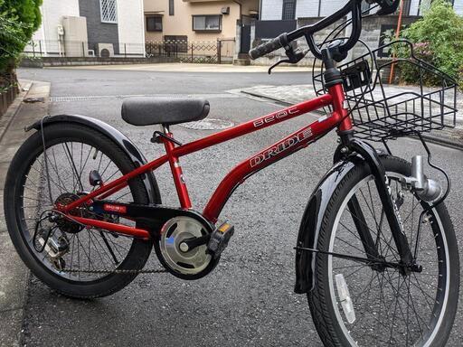 マウテンバイク　キッズ用　アサヒ　dride beat 22インチ 6速　赤　125〜145cm　ライト付き　引取限定