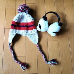 冬用ニット帽 パンダの耳あて🐼