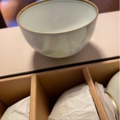 未使用✨深川製磁　5客　稀少‼️グリーン木蓮　丸福仙茶碗揃　レア　金彩　湯呑み