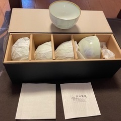 未使用✨深川製磁　5客　稀少‼️グリーン木蓮　丸福仙茶碗揃　レア　金彩　湯呑み