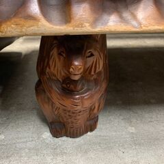 ◎高級座卓　動物彫刻木彫りガラステーブル　団地・メゾネット・2階以上配達不可です！◎　