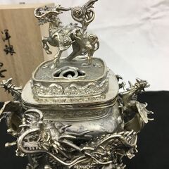 Wa288 四神細工香炉 高岡銅器 須賀 月芳作