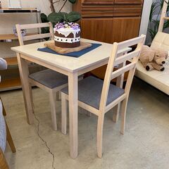 宇都宮でオシャレな家具を探すなら『オトワリバース！』ダイニングテーブルセット 3点セット オフホワイト 2人掛け 中古品