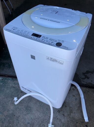 SHARP 全自動洗濯機 ES-G7E3-KW 7㎏ 2016年製 J10121
