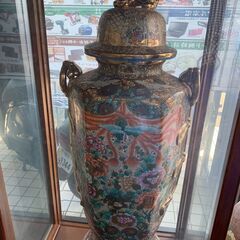 大幅値下げしました！◎沈香壺 金彩花鳥文様大型飾り壺 ガラス