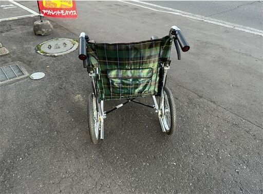 その他 マキテック 介助式背折れタイプ 車いす EW-30GN 緑チェック 