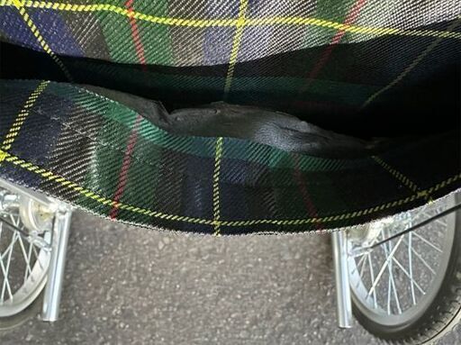 マキテック 介助式背折れタイプ 車いす EW-30GN 緑チェック 車椅子