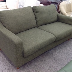 布製 グリーン 2人掛けソファー【9651180】