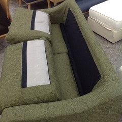 布製 グリーン 2人掛けソファー【9651180】