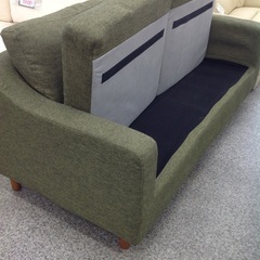 布製 グリーン 2人掛けソファー【9651180】