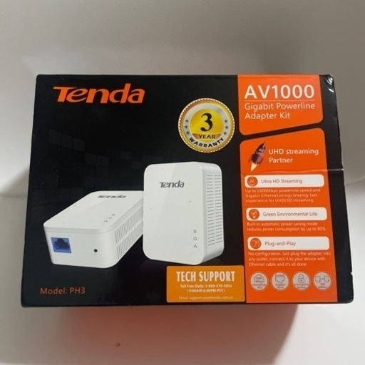 【新品】Tenda AV1000 パワーライン電力線アダプターキット(PH3)