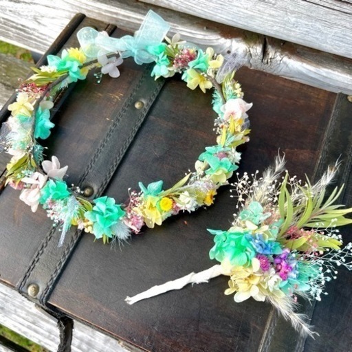 花かんむり ベビー、キッズ、花嫁、ペット、ドール、結婚式、七五三