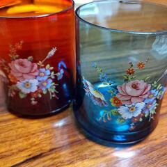 決まりました！　お値下げ！昭和レトロ　花柄がステキなペアガラスコップ　