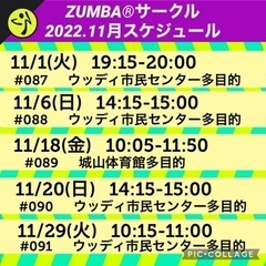 2022.11月スケジュール　名前の無いZUMBA®︎サークル⑥