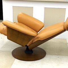 札幌市/清田区 冨士ファニチア リクライニングチェア ハンマーヘッドシャーク ブラウン系 2014年製 回転チェア 1人掛け 美品