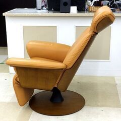 札幌市/清田区 冨士ファニチア リクライニングチェア ハンマーヘッドシャーク ブラウン系 2014年製 回転チェア 1人掛け 美品