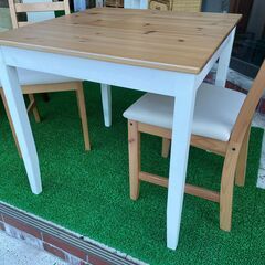 イケア IKEA レールハムン　LERHAMN  テーブル椅子2脚セット 美品