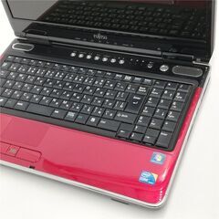 保証付 日本製 Wi-Fi有 15.6型 ノートパソコン 富士通 NF/G70 赤色 中古