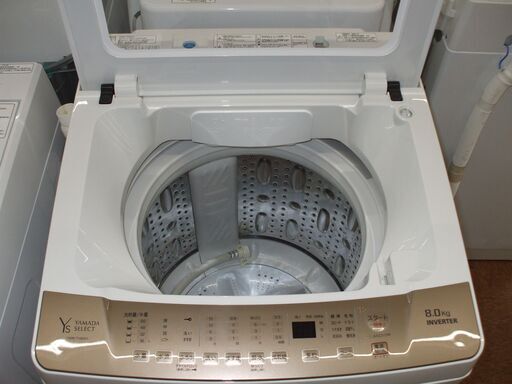 【店頭受け渡し】ヤマダセレクト　全自動洗濯機 8kg　YWM-TV80G1　2021年製　中古品