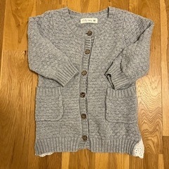 キムラタン　80サイズ　グレー　コットン編みボタンカーディガン　子供服