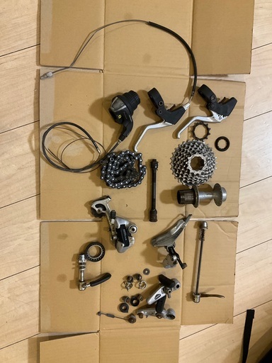 26インチ　MTBフレーム、フロントホイール他取り外した部品一式